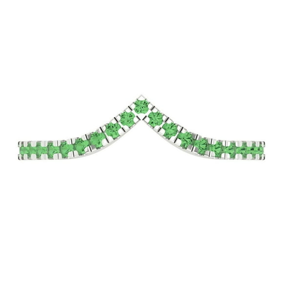 0.1725 ctw Wedding Band for Women - 18K White Gold Simulated Green Diamond Stackable Eternity Ring