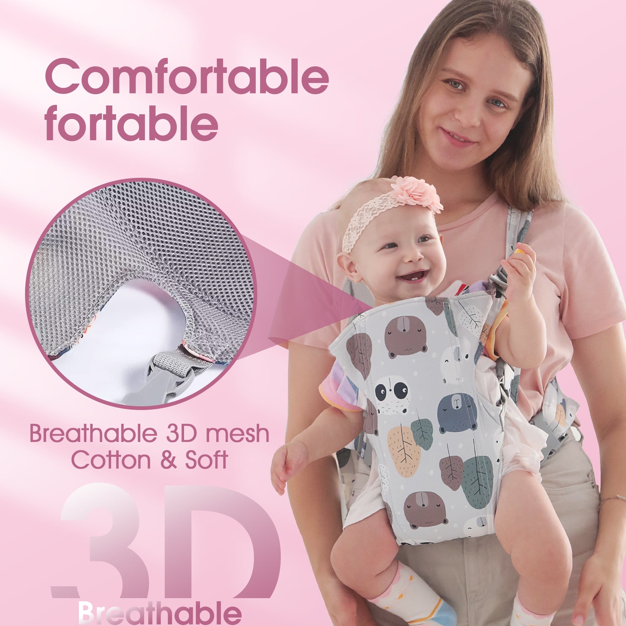 4 in 1 Baby Carrier, Infant Wraps Carrier Baby Carrier Backpack, Newborn Carrier for Baby Carrier Newborn to Toddler, Colorful