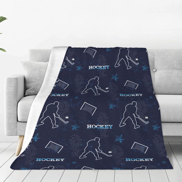 Fotbe Hockey Players Manta de Franela Acolchonada con Estampado, Súper Suave y Esponjosa, Extra Grande para Sofá, Cama, Uso Todo el Año-80"x60"