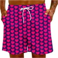 thumbnail image 6 of Penkiiy Men Drawstring Valentine's Day Love Print Beach Casual Trouser Shorts Pant 2XL Hot Pink, 6 of 9