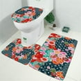 thumbnail image 2 of Pioneer Flower Floral Print Pattern Bathroom Rugs Sets 3 Piece,Toilet Cover Set,Absorbent Non Slip Bathroom Mats Sets with U-Shaped Contour Rug Toilet Rug Set, 2 of 5