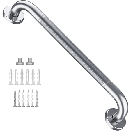 16 Inch Anti Slip Shower Grab Bar, Stainless Steel Bathroom Grab Bar, Satin Brushed Nickel Knurled Bathroom Balance Bar,Safety Hand Rail Support Handicap Elderly Senior Assist Bath Handle