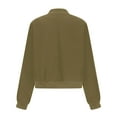 thumbnail image 4 of Womens Cropped Jacket Fashion Long Sleeve Button Down Outwear Coats Varsity Shacket with Side Pockets Olive Green 3XL, 4 of 6