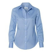 Calvin Klein B41789684 Womens Non-Iron Micro Pincord Long Sleeve Shirt, Blue - Medium
