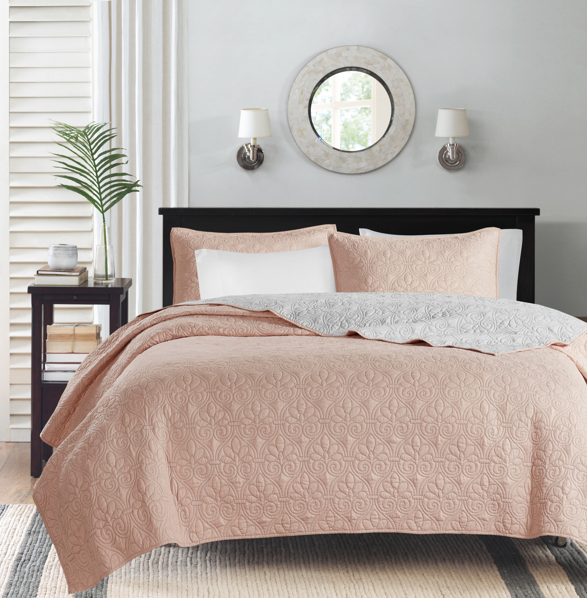 Home Essence Vancouver Super Soft Reversible Coverlet Set, Blush/Light Grey, Full/Queen - image 4 of 22