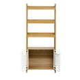 thumbnail image 5 of Pefilos 76" Wood Dog Crate Furniture with Ladder Shelf, Indoor Dog Cage Kennel Pet House with Double Doors for Small to Medium Dogs, Beige, 5 of 9