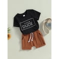 thumbnail image 3 of Bagilaanoe 2pcs Toddler Baby Boy Short Pants Set Letter Print Short Sleeve T-Shirts Tops + Shorts 6M 12M 18M 24M 3T Kids Casual Summer Outfits, 3 of 8