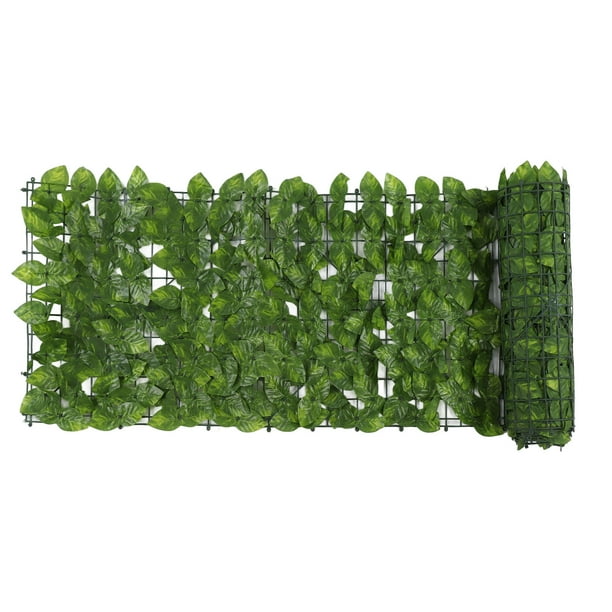 Seto de hojas artificiales que evita la caída de hojas. Valla decorativa artificial para balcón o patio, con estampado de manzana, 0,5 x 3 metros.