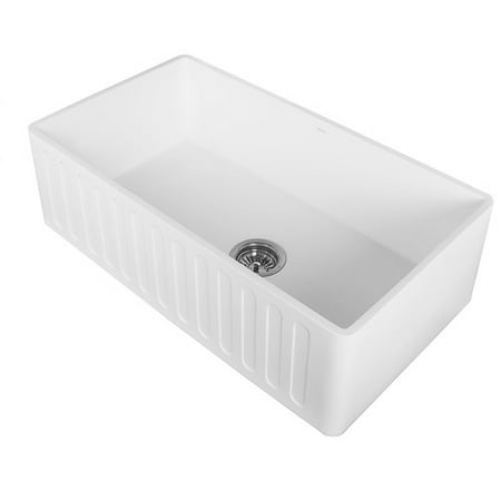 - VIGO 33” Matte Stone Farmhouse Kitchen Sink