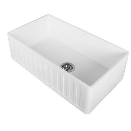 VIGO 33” Matte Stone Farmhouse Kitchen Sink (Best Material For Farmhouse Kitchen Sink)