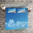 thumbnail image 3 of Ambesonne Hawaiian Quilted Bedspread Set 3 Pcs, Tropical Ocean Waves, Queen Size, Blue Turquoise, 3 of 3