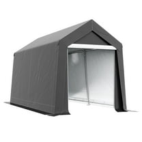 Galvanized Outdoor Storage Tent 7x12 ft - Heavy Duty Waterproof Shed for Motorcycle, Bike, Tools - Portable Garage Shelter, Gray