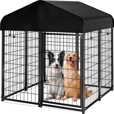 Condition photo showing Good Condition for dog kennel, singes large dog kennel for outdoor, 4ft x 4.2ft x 4.5ft heavy duty pet crate with oxford cloth roof