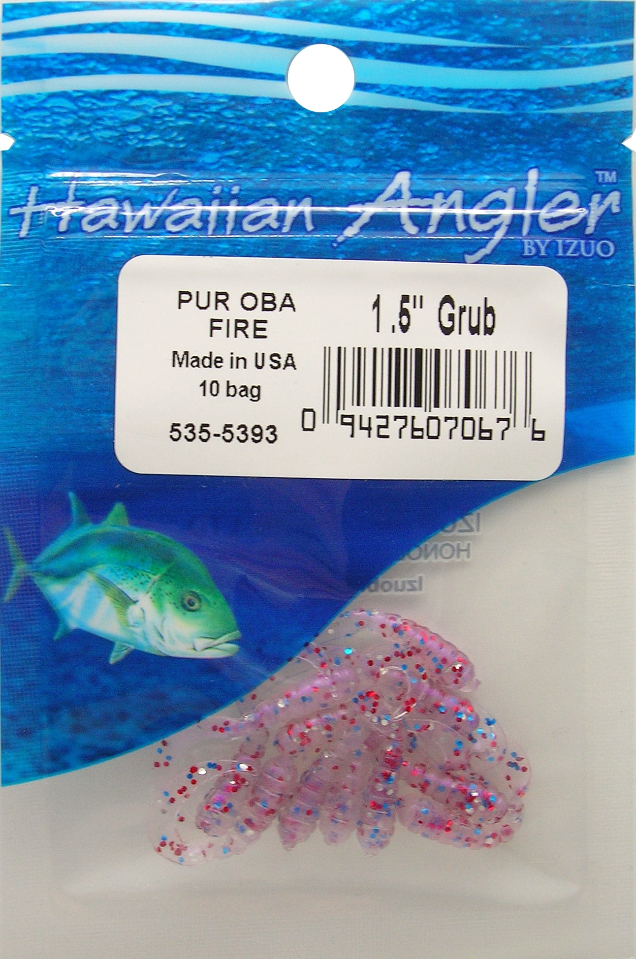 Hawaiian Angler 1.5" Grub Bait Purple Obake Fire Soft Plastic Fishing Lure