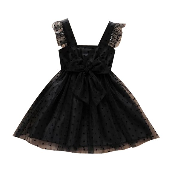 Solid Dress for Toddler Girls Children Round Neck Sleeveless Lace Puffy Dresses Party Wedding Prom Clothes