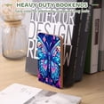 thumbnail image 7 of Bookends 1 Pair Non-Skid Bookend Wood Bookends for Shelves Book Stand for CDs - Beautiful Butterfly With Big Wings, 7 of 7