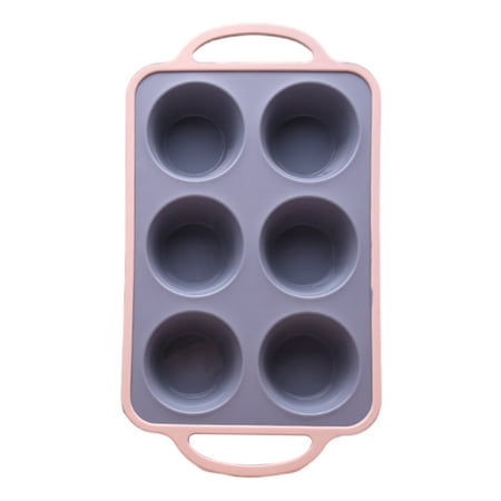 

greenhome Silicone Cake Mold 6 Cups Cupcake Model Muffin Tart Baking Pan with Handle Non-Stick Food Grade Heat-resistant Easy Release Easy Cleaning Baking Mould