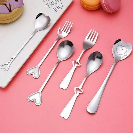 

Stainless Steel Heart Shaped Fork Long Handle Sugar Spoon Tea Coffee Dessert Cutlery Teaspoon Valentine s Day Gift Perfect for Tea Coffee Dessert Luxury Parties