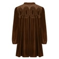 thumbnail image 5 of Women's Velvet Babydoll Dress with Lace Crew Neck Long Sleeve Pleated Swing Christmas New Years Eve Mini Dresses (L, Brown), 5 of 7