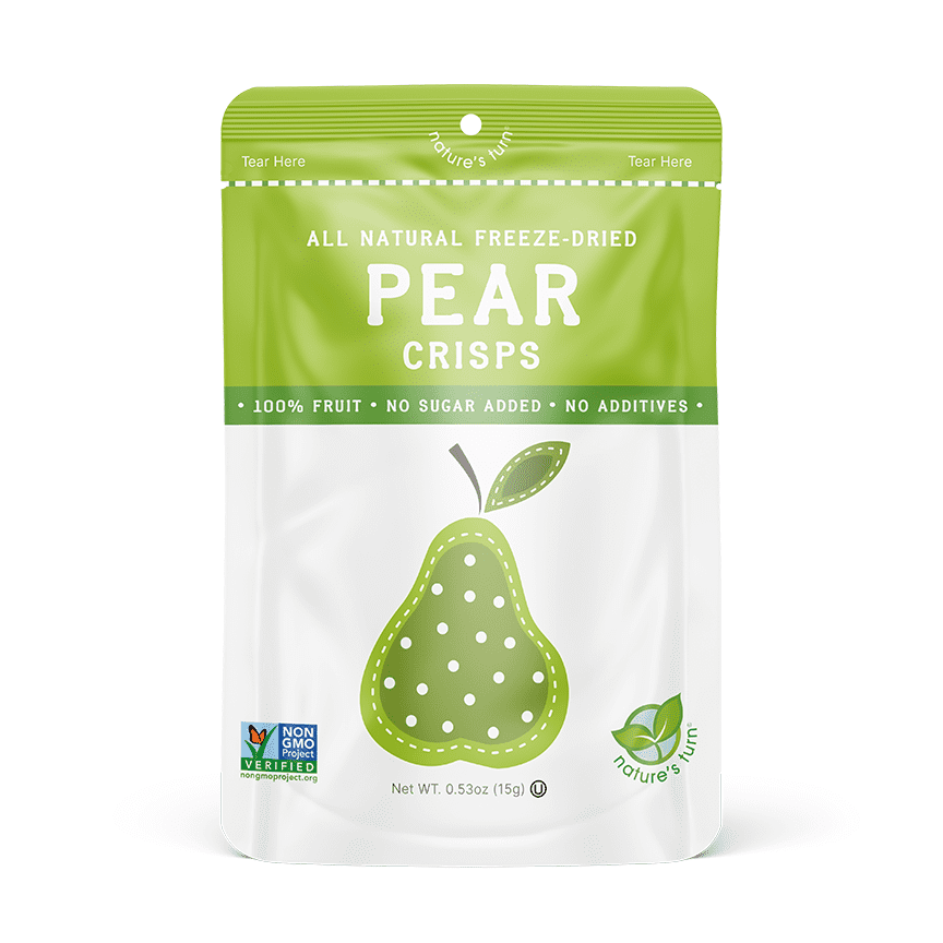 Nature’s Turn Freeze-Dried Pear Crisps, No Added Sugar, Healthy Natural Fruit Crisp Snack for School Lunches, 6 Pack (1.2 oz Each)