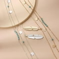 thumbnail image 3 of Mightlink Layered Long Necklace for Women Turquoise Stone Sequin Necklace Feather Beaded Strand Sweater Chain Necklaces Fashion Costume Jewelry Gifts, 3 of 7
