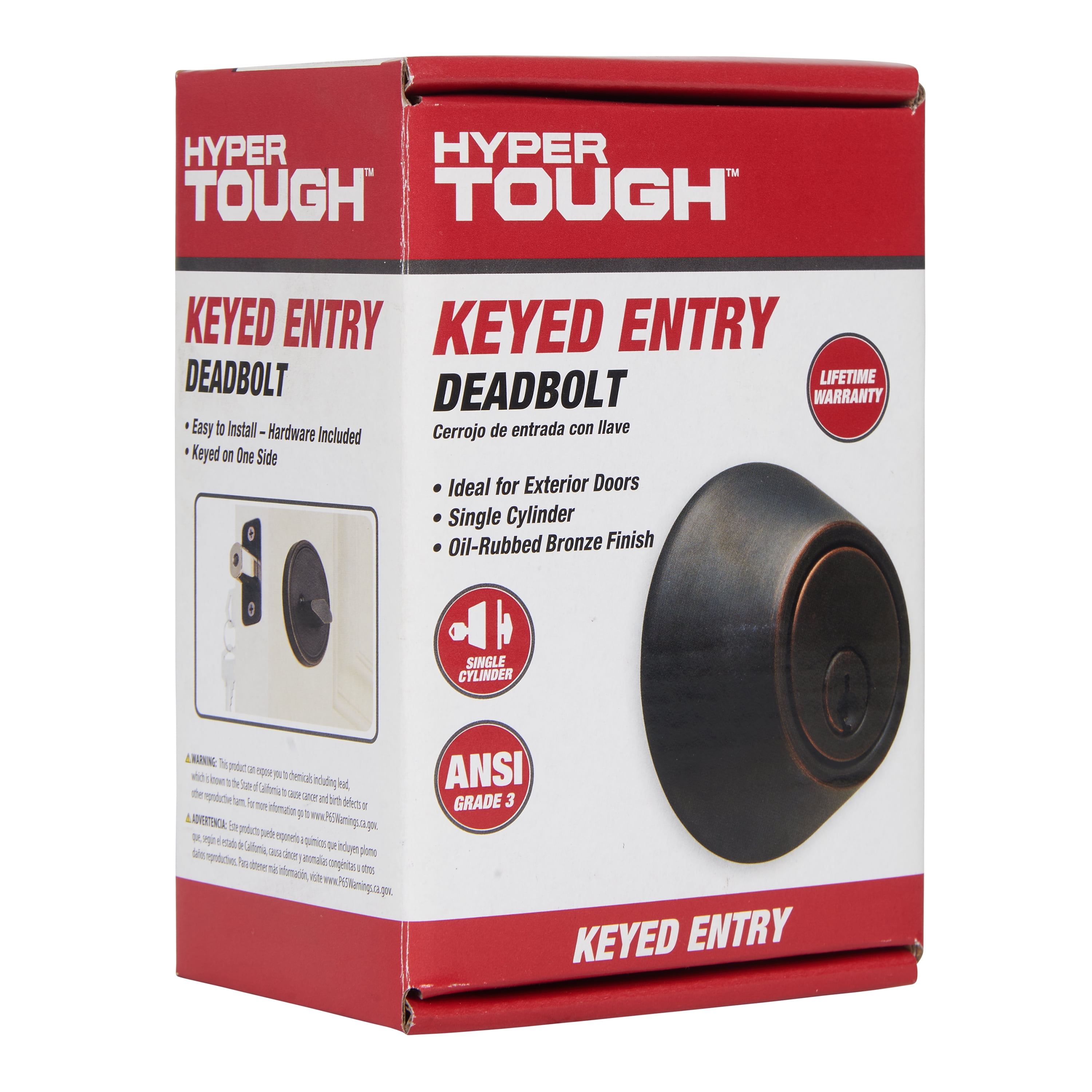 Hyper Tough Keyed Entry Single Cylinder Deadbolt, Oil-Rubbed Bronze Finish
