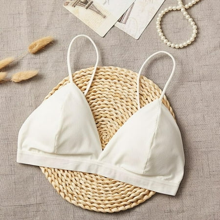 

Clearance! Women Triangle Bra Spaghetti Strap Bralette French Style Cozy Wirefree Bra Removable Padded Bras 5 Colors