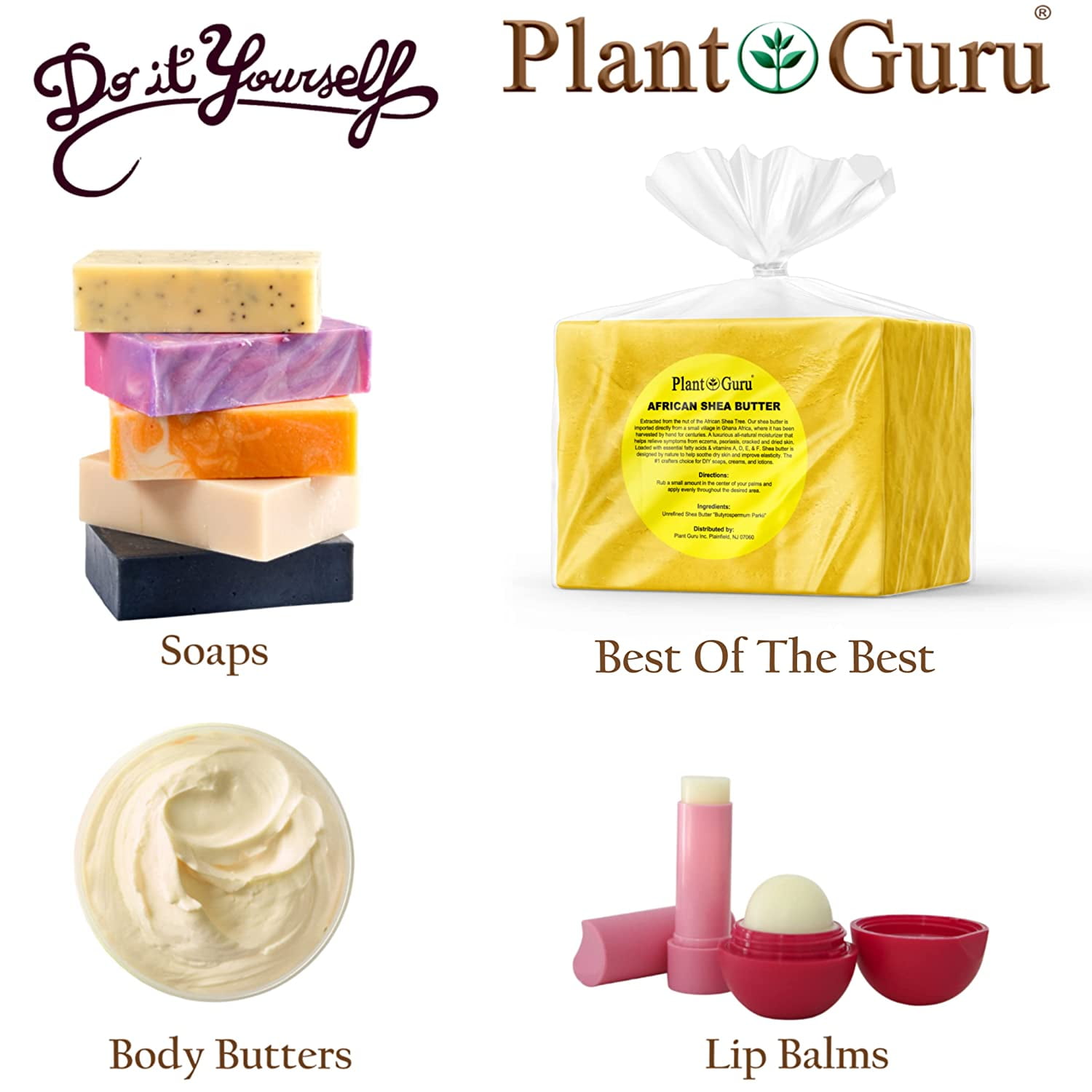 Raw African Shea Butter 5 lbs. Bulk Wholesale Block 100% Pure Natural Unrefined Organic Yellow From Ghana DIY Craft, Body, Lotion, Cream, lip Balm, Soap Making, Eczema, Psoriasis, Stretch Marks