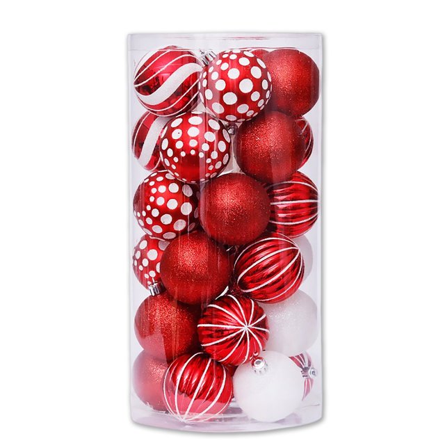 Inteprter 30 Uds bolas de Navidad coloridas bolas colgantes decoraciones festivas adornos hogar jardín año fiesta mercado árbol colgante Kits de decoración para fiestas Rojo Inteprter HA8973-05B