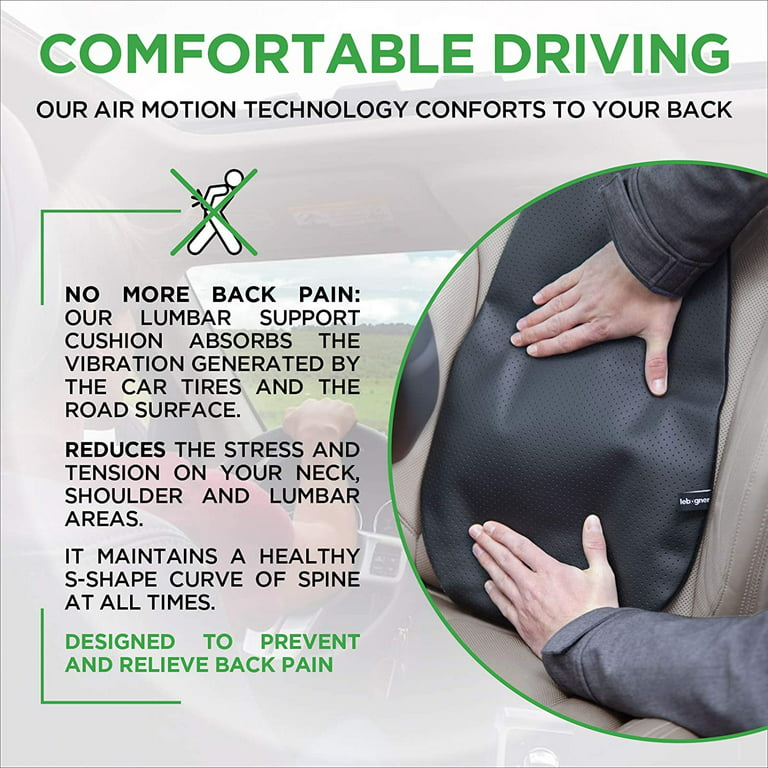Lebogner Lumbar Support Back Cushion for Car- Air Motion Backrest for Lower  Back Pain - Orthopedic Customized Posture Support - Back Pain Relief Car  Seat Lumbar Cushion 