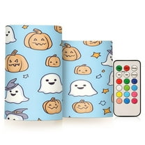 Yayeee Flameless Candles with Remote Flickering Battery Operated Multi Color Changing, Blue Halloween Ghosts