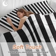 thumbnail image 4 of 3 Piece Black Striped Duvet Cover Set Twin Size, Microfiber Comforter/Quilt Cover with Corner Ties and 2 Pillowcases, Modern Farmhouse Black White Stripes All Season Soft Bedding with Zipper Closure, 4 of 8