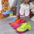 thumbnail image 6 of NOKIO Men's Walking Shoes Summer Non-S𝗅ip Tennis Running Shoes Fashion Colorful 𝖫a𝖼e Up Sneakers Lightweight Breathable Knit Sport Shoes Soft Cushion Sole We𝖽ge Shoes for Training Jogging, 6 of 6