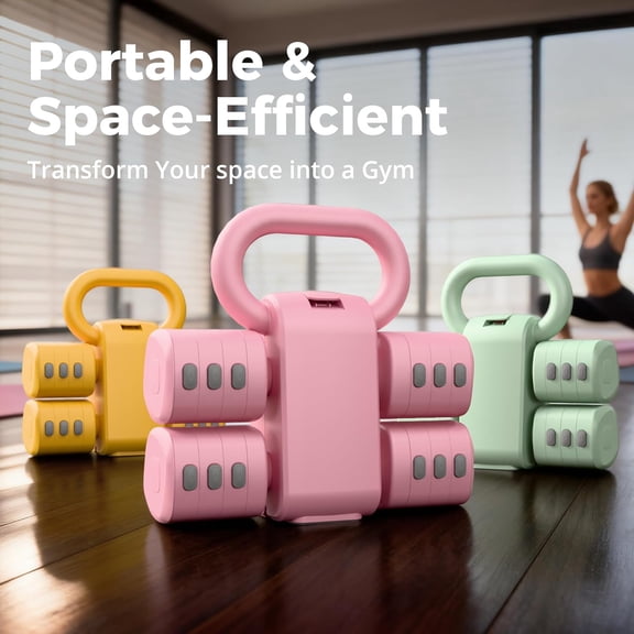 2-in-1 Adjustable Dumbbell Set for Women - 4 Levels (2.2lbs to 12.1lbs) - Home Gym Weights for Women at Home - Fitness Dumbbells