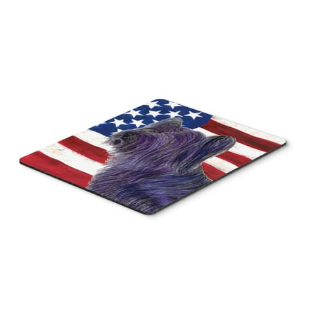 USA American Flag with Skye Terrier Mouse Pad, Hot Pad or Trivet