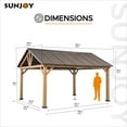 thumbnail image 3 of Sunjoy 13 ft. x 15 ft. Outdoor Patio Hardtop Gazebo, Wooden Frame Metal Gazebo with Brown Steel Gable Roof, Suitable for Patios, Lawn and Backyard, 3 of 9