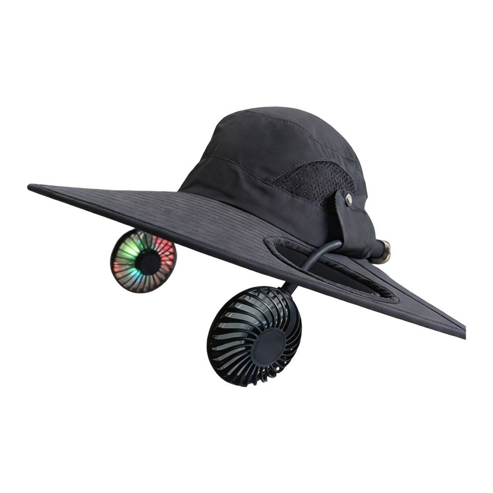 Mosiee Adjustable Solar Fan Hat for Men Women Summer Outdoor Fishing Sun Protection 1200 Milliamperes 1200 Milliamperes-D