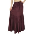 thumbnail image 4 of Bimba Boho Long Flaired Maxi Tier Skirt Elastic Waist Rayon Bohemian Skirts, 4 of 10