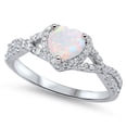 thumbnail image 4 of CHOOSE YOUR COLOR Heart White Simulated Opal Halo Promise Ring 925 Sterling Silver Band CZ Female Size 6, 4 of 4
