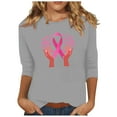 thumbnail image 2 of Alkepwun Breast Cancer Shirt for Women Love Heart Pink Ribbon Shirt Cancer Awareness T-Shirts Support Survival 3/4 Sleeve Tops, 2 of 4