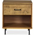 MUSEHOMEINC Rustic Solid Wood Nightstand with Drawer and Shelf for
