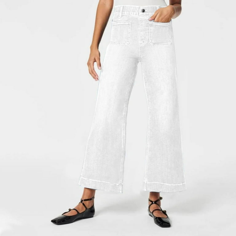 パンツ white color long strech flare denim Kaemgyyd Women's Wide Leg Jeans Casual High Waisted Flare Stretch