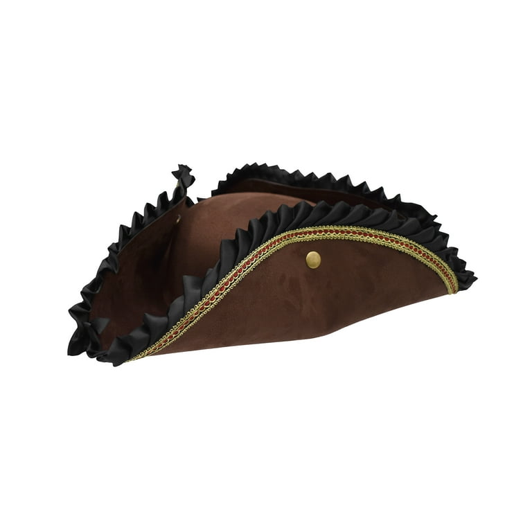 Deluxe Brown Suede Pirate Hat with Silver Trim Deluxe Brown Suede Pirate Hat with Silver Trim