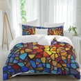 thumbnail image 2 of Blue Red Yellow Bedding 3 Piece Duvet Cover Set Twin Size, Modern Colored Rainbow Stained Glass Soft Microfiber Comforter Cover with Zipper Closure & Pillowcases, Wrinkle & FadeResistant Quilt Cover, 2 of 9