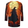 thumbnail image 4 of Jsaierl Womens Halloween Shirts Plus Size Pumpkin Ghost Graphic Tees Going Out Round Neck T-shirt 3/4 Sleeve Holiday Blouse Tops Halloween Costumes, 4 of 5
