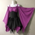 thumbnail image 2 of Hurxie Women Plus Size Punk Cold Shoulder Flare Sleeves Lace Gothic Dress, 2 of 5