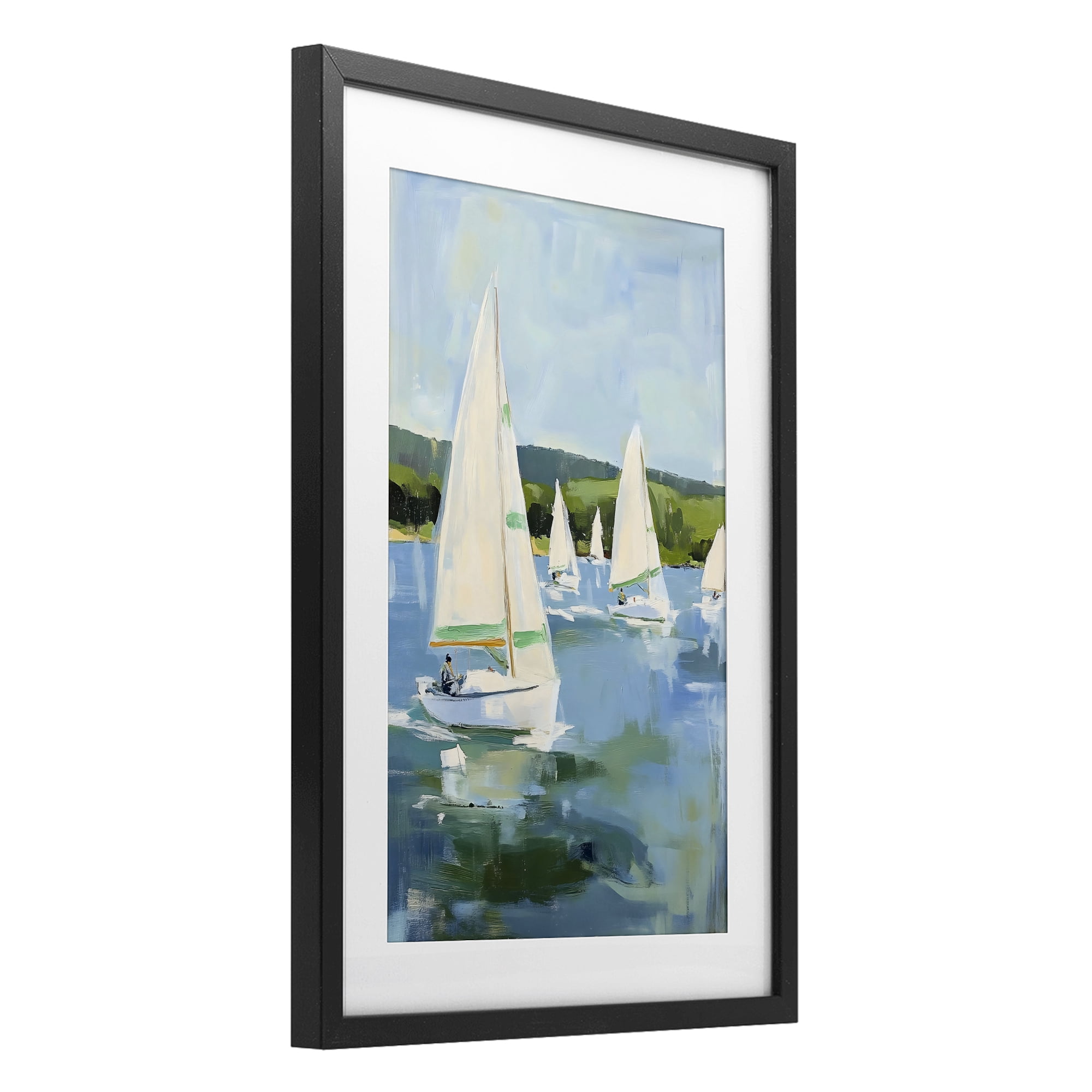 Stupell Industries Boat Race Regatta Black Framed Print Under Glass, design by Petal Prints Design