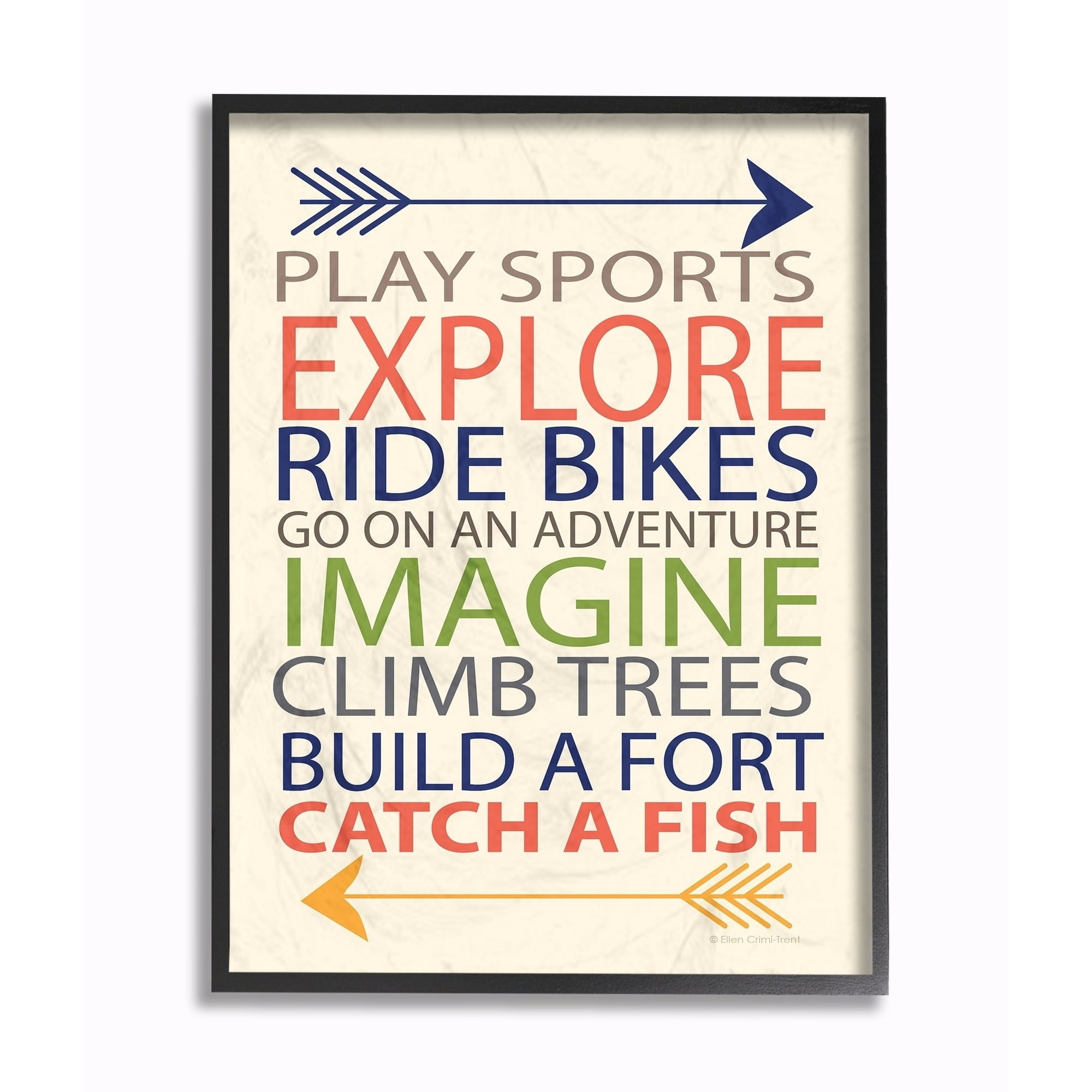 The Kids Room by Stupell Typography Art, A Kid's To-Do List With Arrows Oversized Framed Giclee Texturized Art, 16 x 1.5 x 20