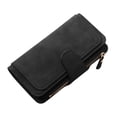 thumbnail image 2 of Qarigey Cambio de almacenamiento Cartera larga Niñas Plegable de cuero Cierre de cremallera Monedero Monedero Titular de la tarjeta de crédito Débito Carteras Negro Qarigey AP000899-02, 2 of 6