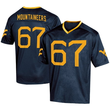 Custom Oregon Football Jersey - Men's Russell #67 Navy West Virginia Mountaineers Fashion Football Jersey